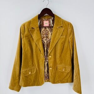 Vintage Y2K Old Navy Tan Velvet Blazer Jacket Tan Paisley Lined Size M